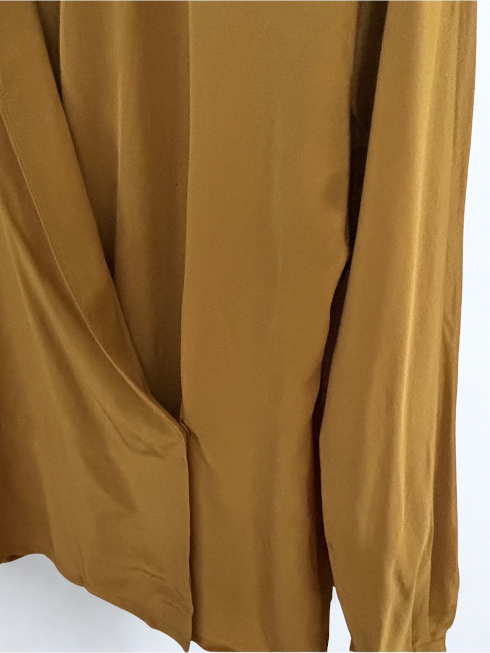 Vintage Linda Allard for Ellen Tracy 100% Silk Wrap Blouse - Mustard Gold Size 4 - Picture 3 of 8